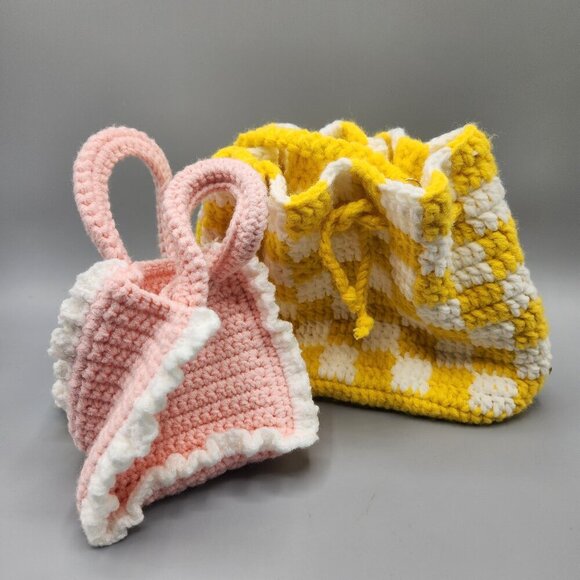 Hand Crocheted Mini Purse & Shoulder Bag Lot - Picture 1 of 14